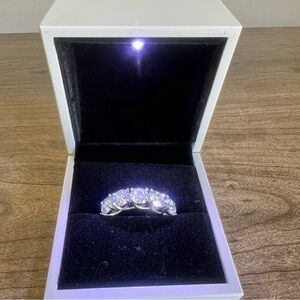 Secretalk Moissanite Silver 5 Stone Engagement Wedding Ring Size 8 SKU#J24120